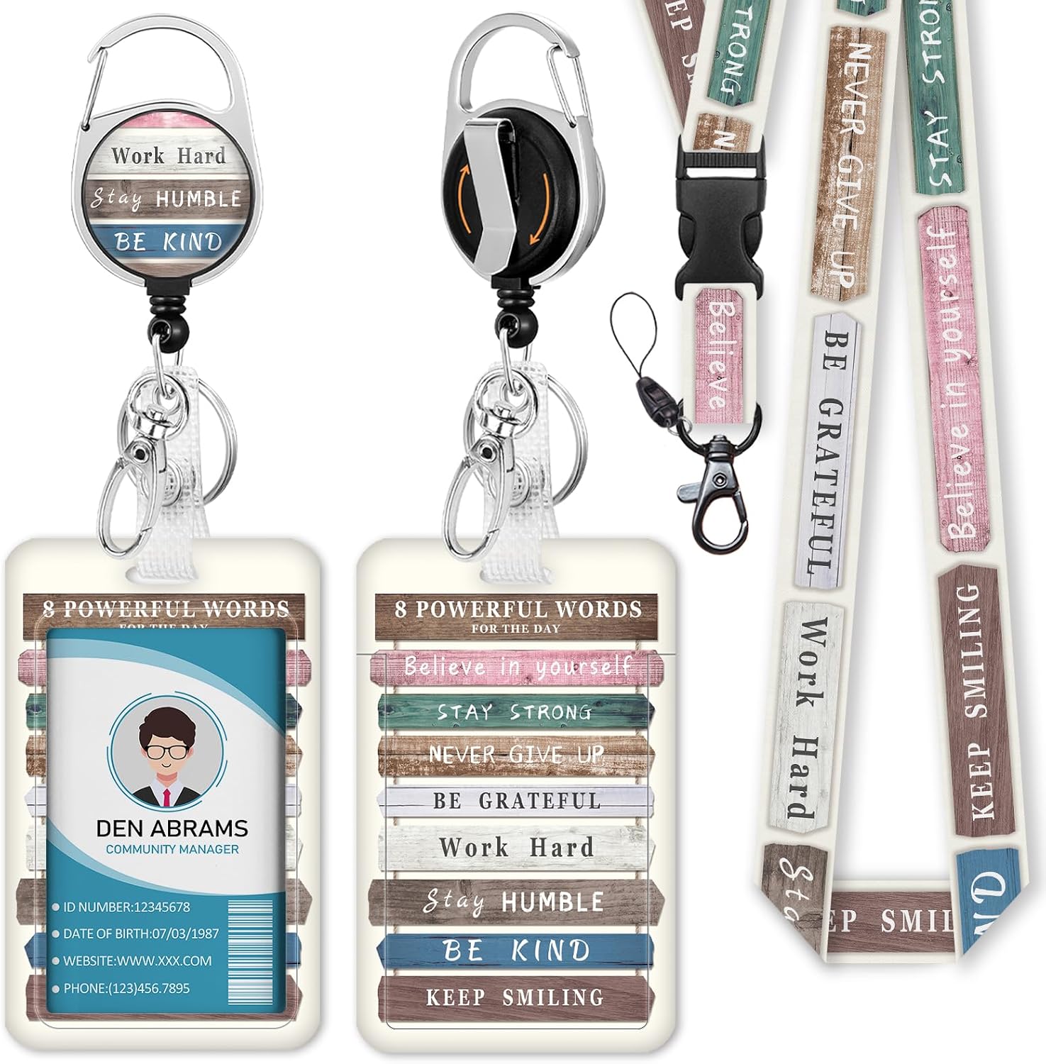 Teacher lanyard gift with badge holder and retractable badge reel