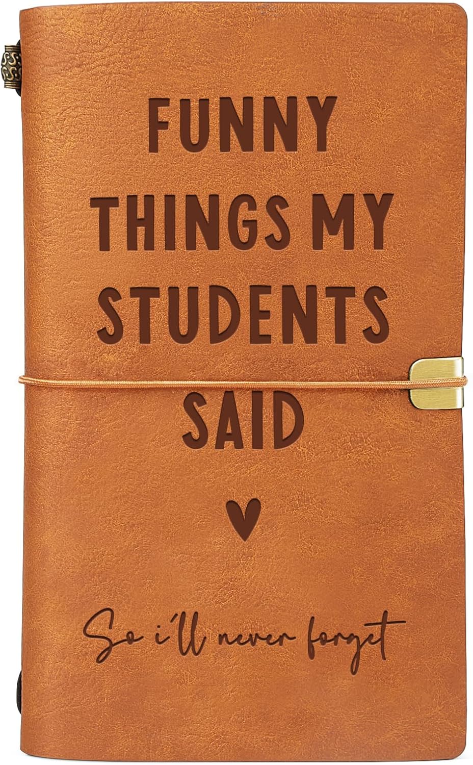 Engraved faux leather notebook as a teacher journal gift
