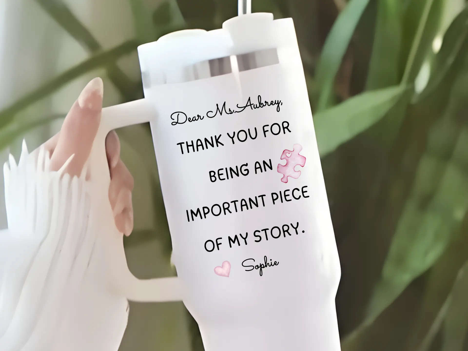 Personalized teacher tumbler as a custom non-food teacher gift